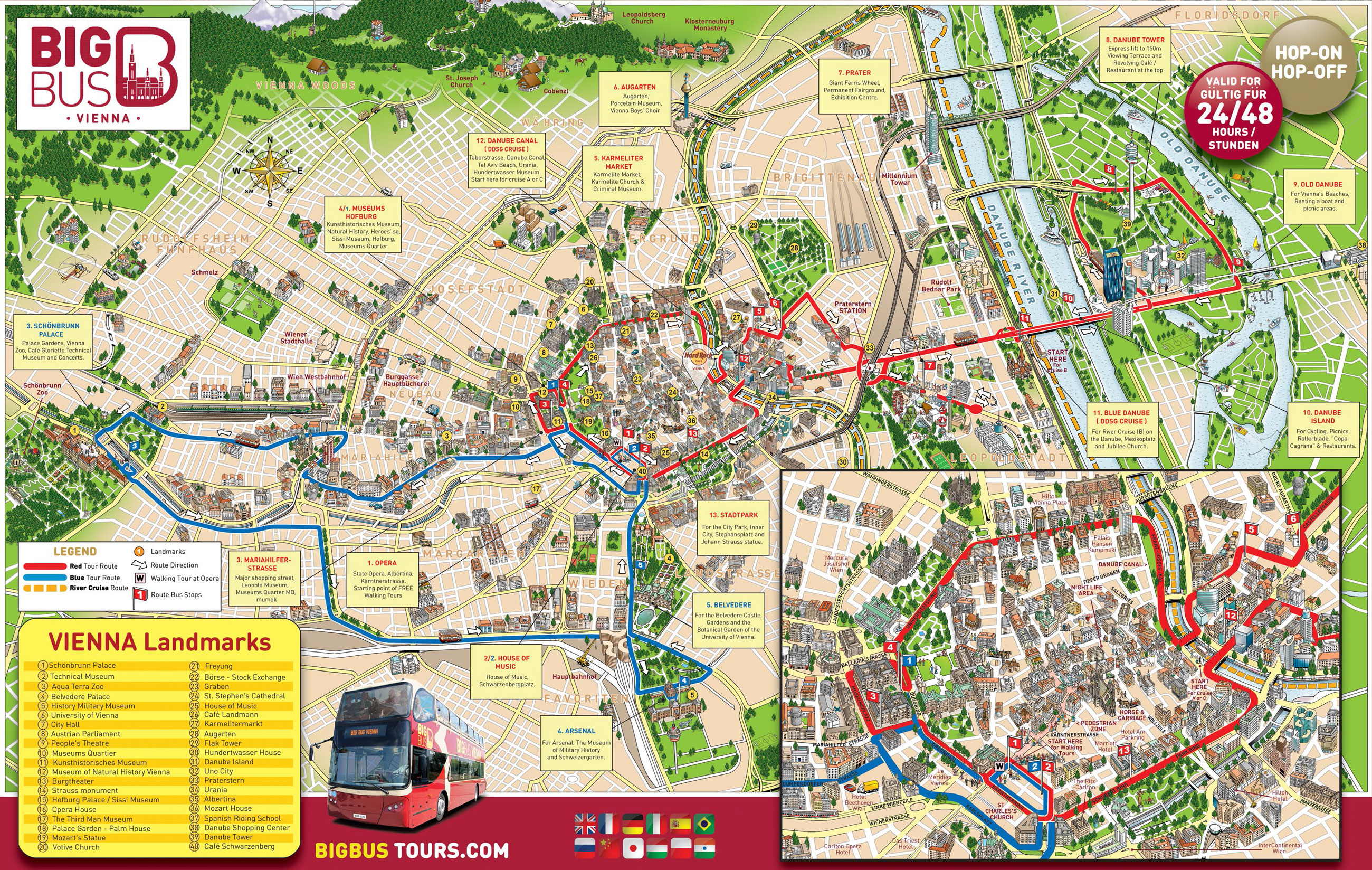 Map Of Vienna Tourist Attractions Sightseeing Tourist Tour