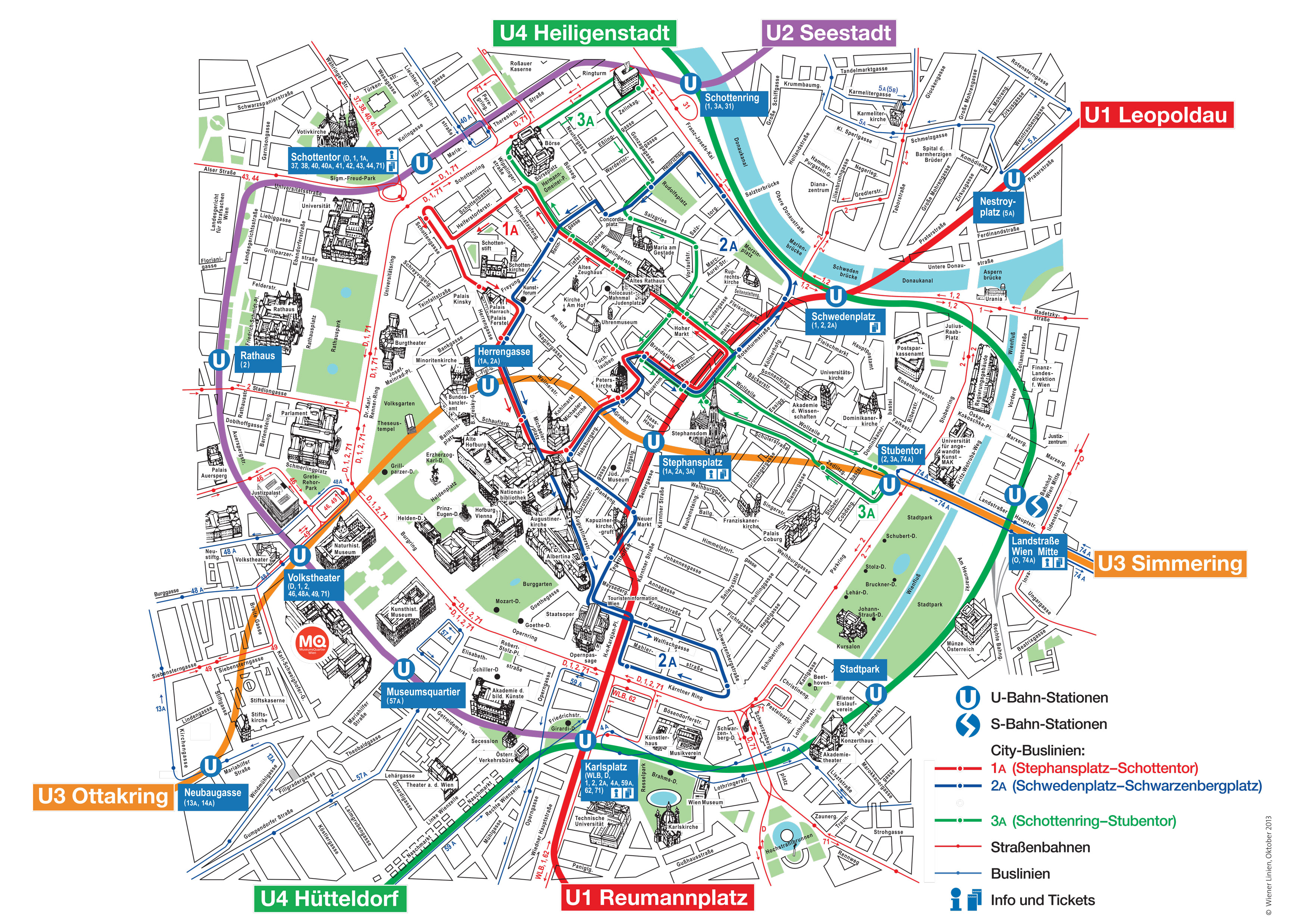 Map of Vienna tourist attractions, sightseeing & tourist tour