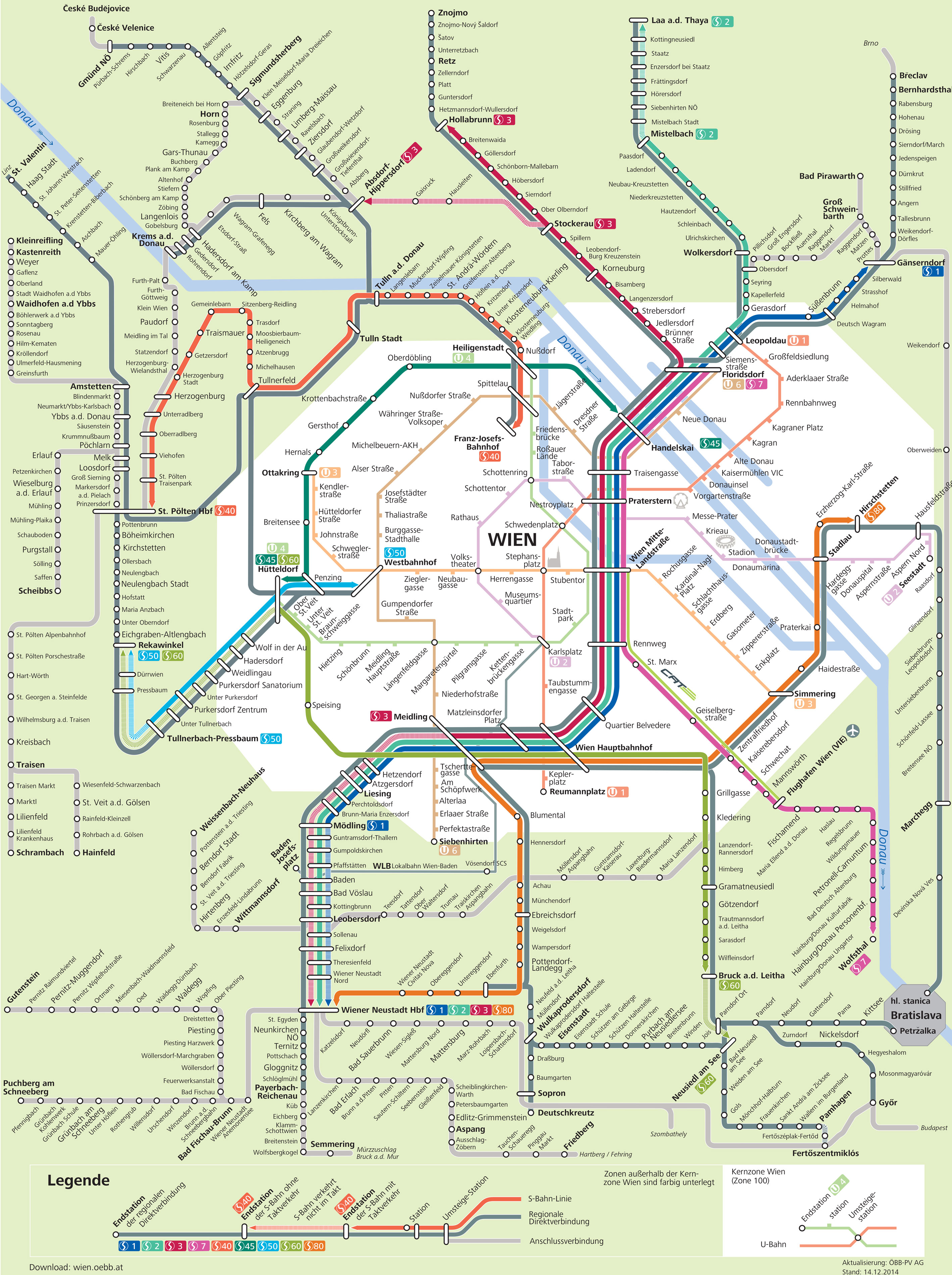 Map Of Vienna Commuter Rail S Bahn Stations Lines