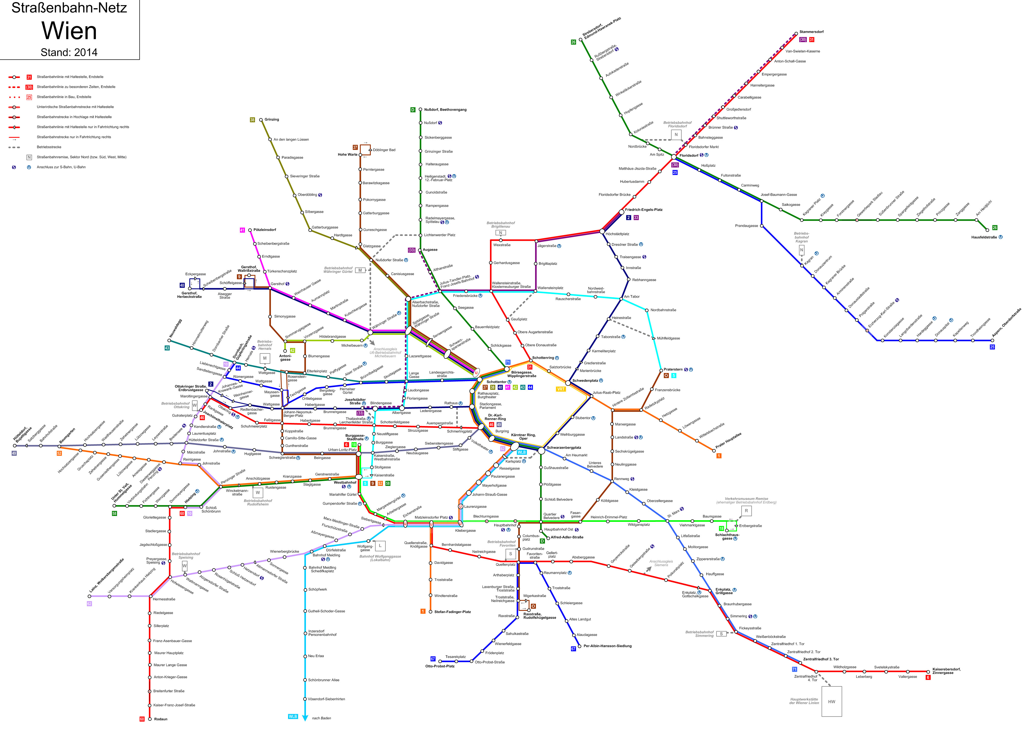 Wien Public Transport Map Map Of Vienna Tram: Stations & Lines