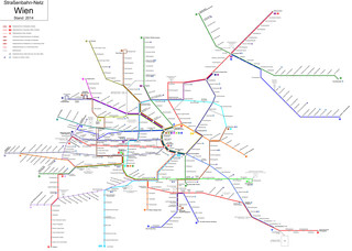 Map of Vienna tram Wienier Linien network