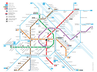 Map of Vienna metro, u bahn, subway, tube & underground Wiener Linien network