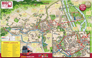 Map of Vienna hop on hop off bus tour with Big Bus